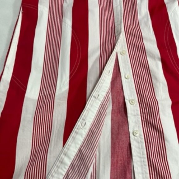 J. CREW Red And White Shirt Dress Tassel Hemline - Picture 13 of 16